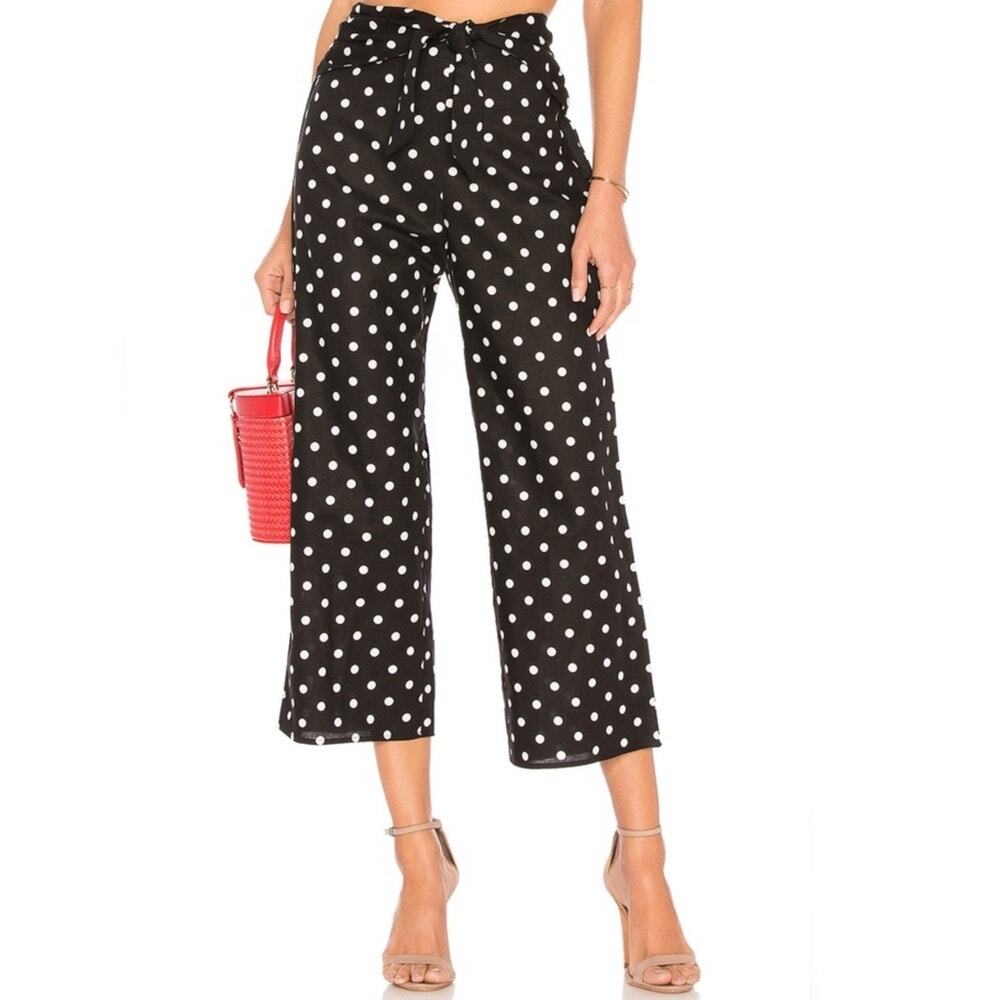 Privacy Please Nolana Black Polka Dot Wide Leg Pants XXS New without Tag Fun Mod
